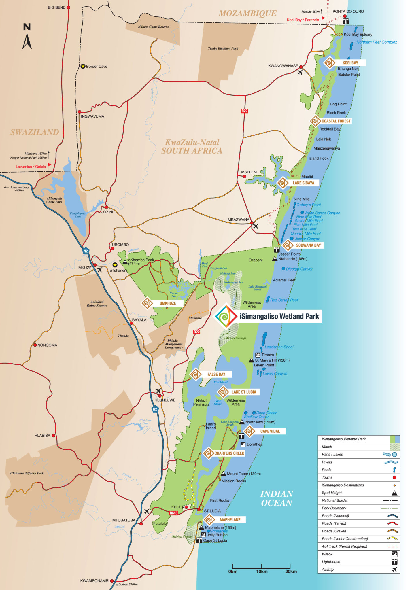 Mapa de Isimangaliso Wetland Park