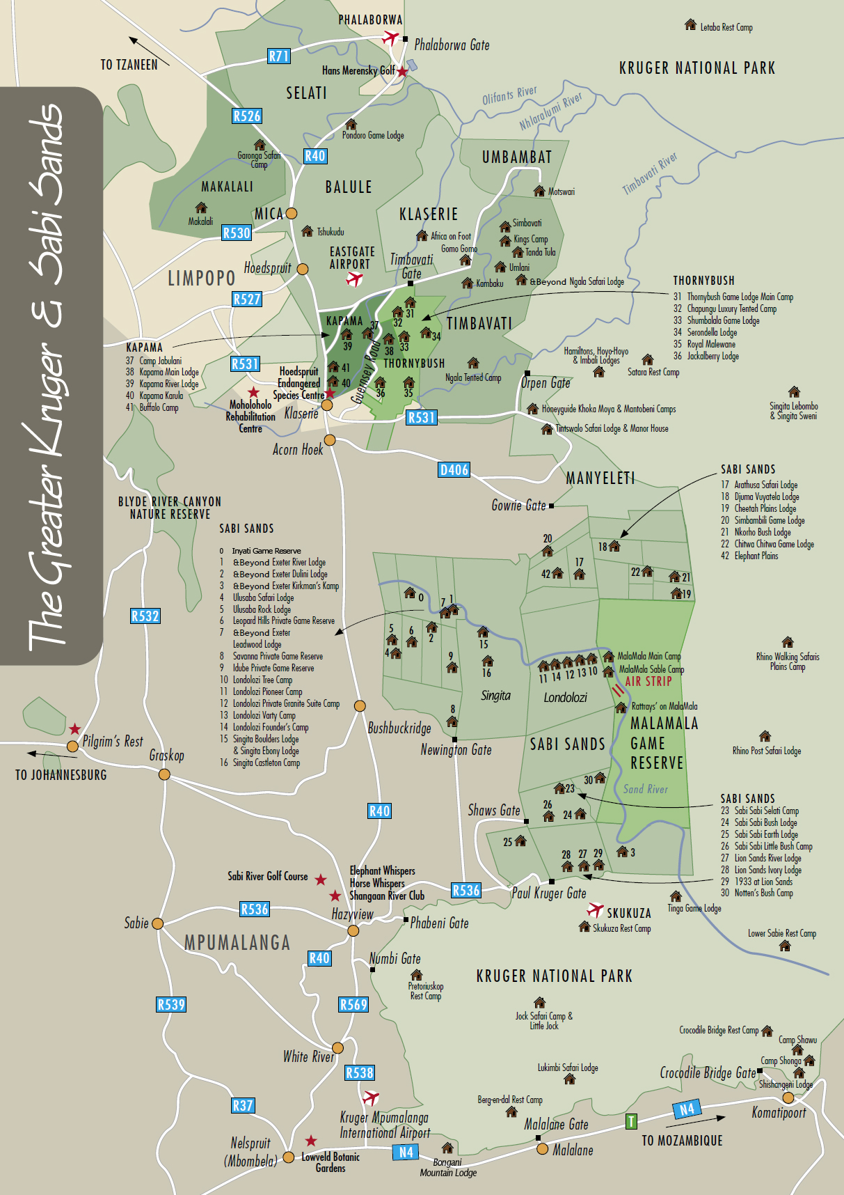 Mapa Reservas privadas Kruger