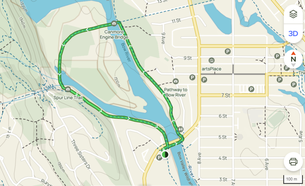 Mapa Bow River Loop