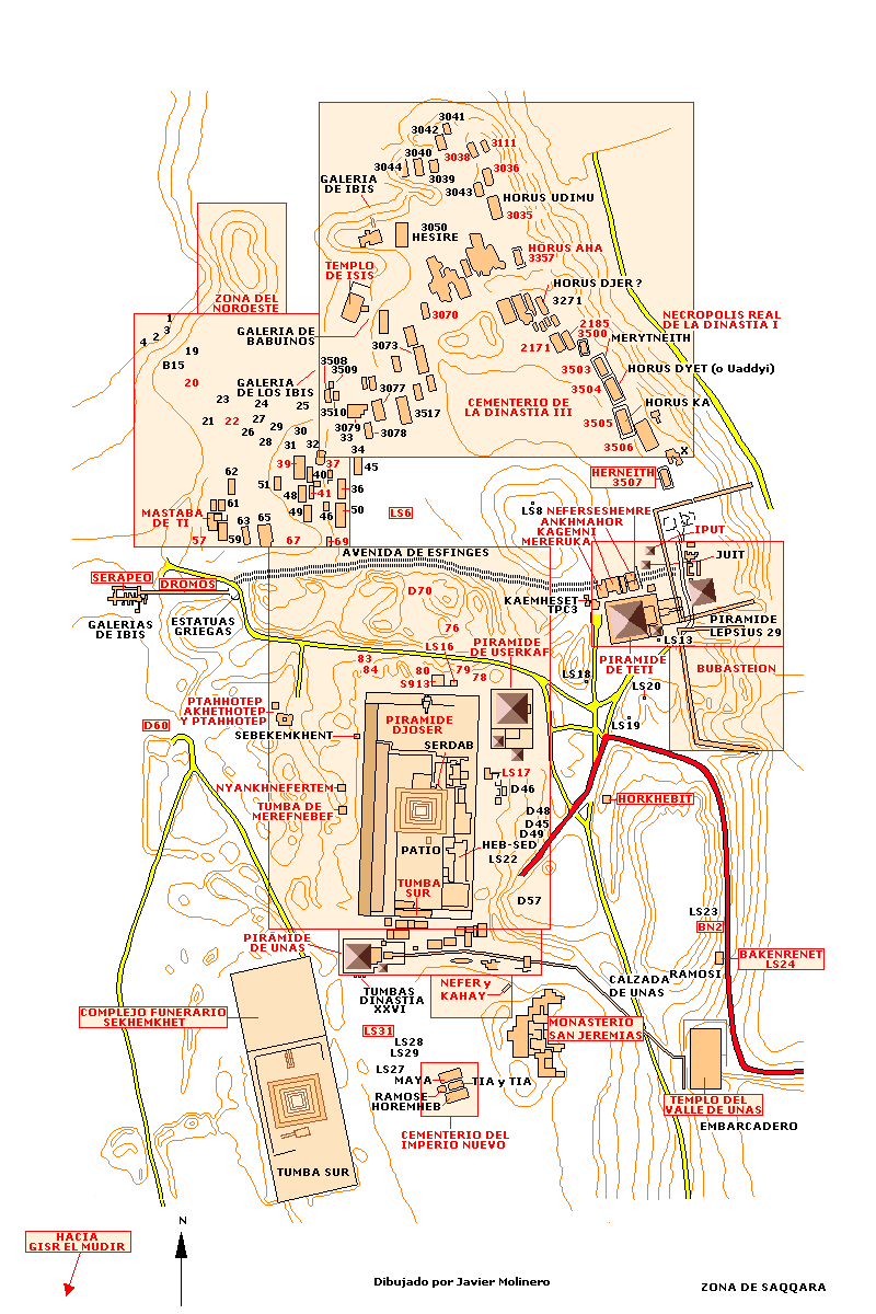 Qué ver en Saqqara - Mapa de Saqqara 